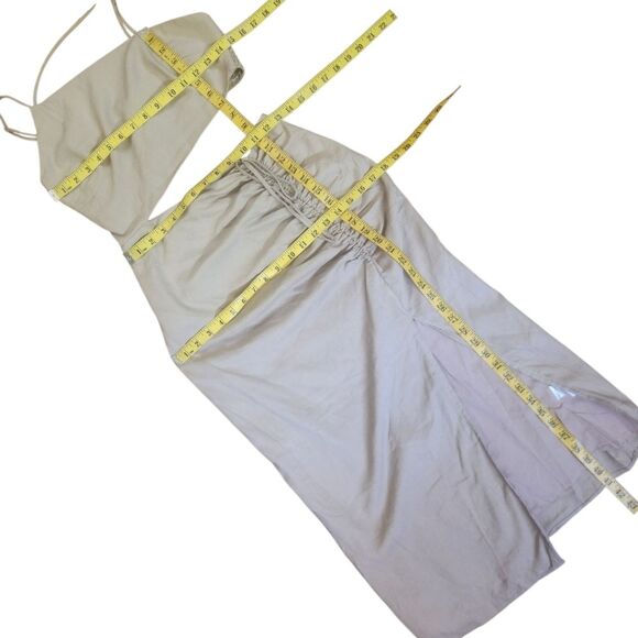 MABLE - NWT! "Annie" Khaki Cut Out Ruched Midi Dress - Small - Picture 9 of 12